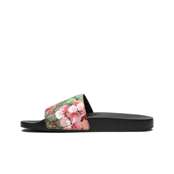 Gucci Black and Pink Floral Sandals - Picture 2 of 7